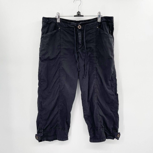 fresh produce Pants - Fresh Produce Safari Capris Pants Black Size XL Drawstring Waist Cotton Stretch